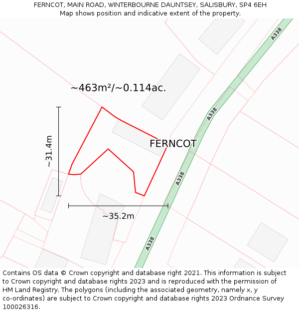 FERNCOT, MAIN ROAD, WINTERBOURNE DAUNTSEY, SALISBURY, SP4 6EH: Plot and title map