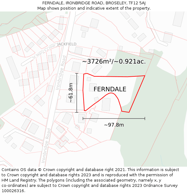 FERNDALE, IRONBRIDGE ROAD, BROSELEY, TF12 5AJ: Plot and title map