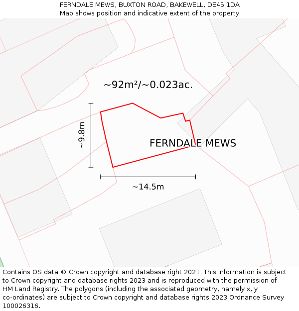 FERNDALE MEWS, BUXTON ROAD, BAKEWELL, DE45 1DA: Plot and title map