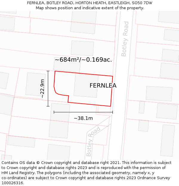FERNLEA, BOTLEY ROAD, HORTON HEATH, EASTLEIGH, SO50 7DW: Plot and title map