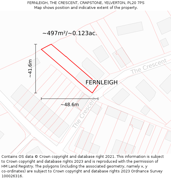 FERNLEIGH, THE CRESCENT, CRAPSTONE, YELVERTON, PL20 7PS: Plot and title map