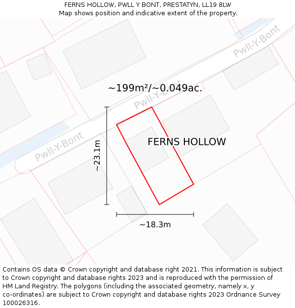 FERNS HOLLOW, PWLL Y BONT, PRESTATYN, LL19 8LW: Plot and title map