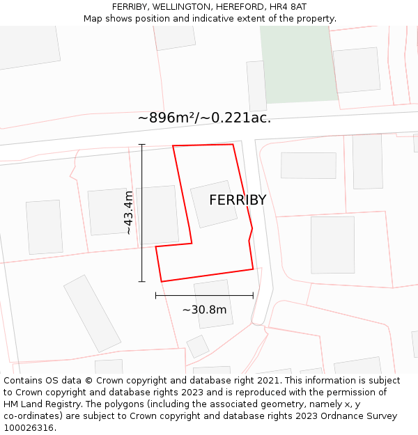 FERRIBY, WELLINGTON, HEREFORD, HR4 8AT: Plot and title map