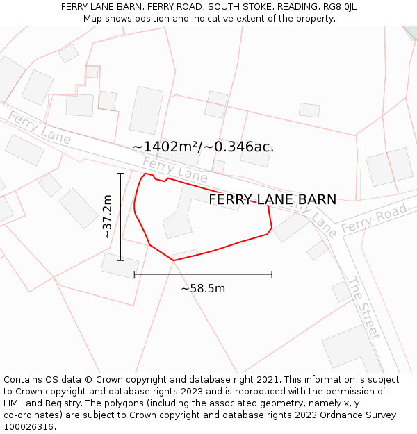 FERRY LANE BARN, FERRY ROAD, SOUTH STOKE, READING, RG8 0JL: Plot and title map