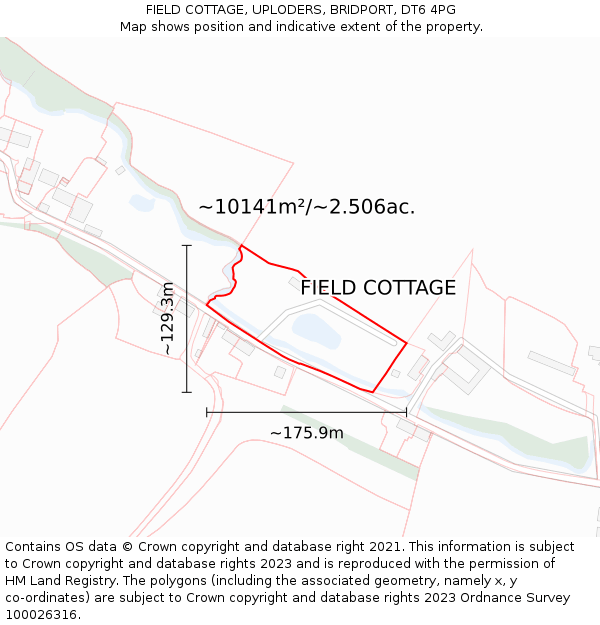 FIELD COTTAGE, UPLODERS, BRIDPORT, DT6 4PG: Plot and title map