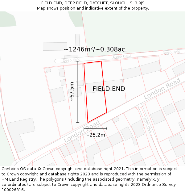 FIELD END, DEEP FIELD, DATCHET, SLOUGH, SL3 9JS: Plot and title map