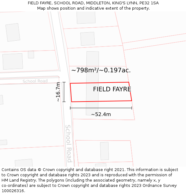 FIELD FAYRE, SCHOOL ROAD, MIDDLETON, KING'S LYNN, PE32 1SA: Plot and title map