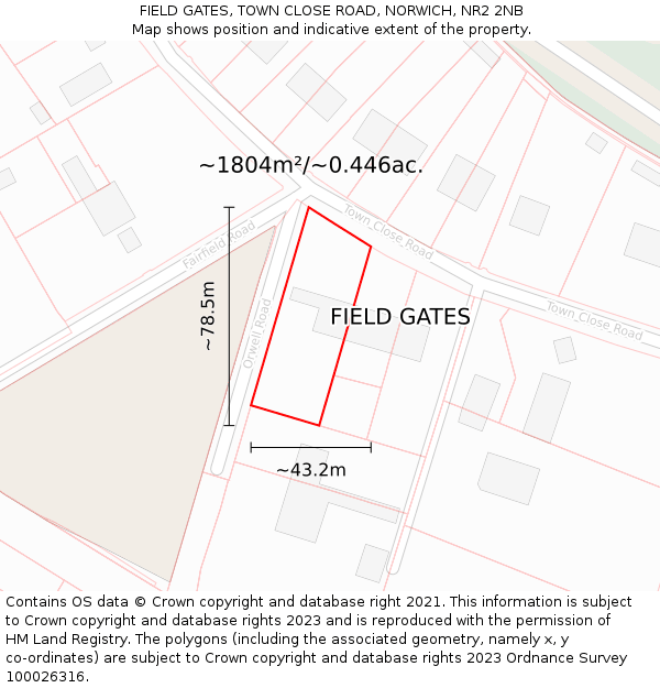 FIELD GATES, TOWN CLOSE ROAD, NORWICH, NR2 2NB: Plot and title map