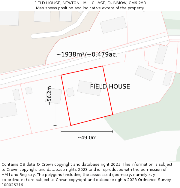 FIELD HOUSE, NEWTON HALL CHASE, DUNMOW, CM6 2AR: Plot and title map