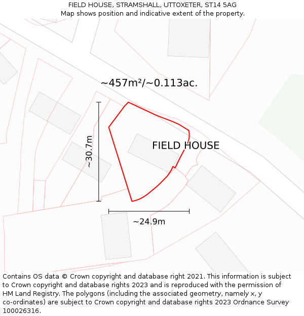 FIELD HOUSE, STRAMSHALL, UTTOXETER, ST14 5AG: Plot and title map