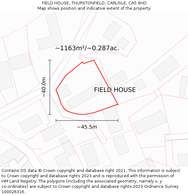 FIELD HOUSE, THURSTONFIELD, CARLISLE, CA5 6HD: Plot and title map