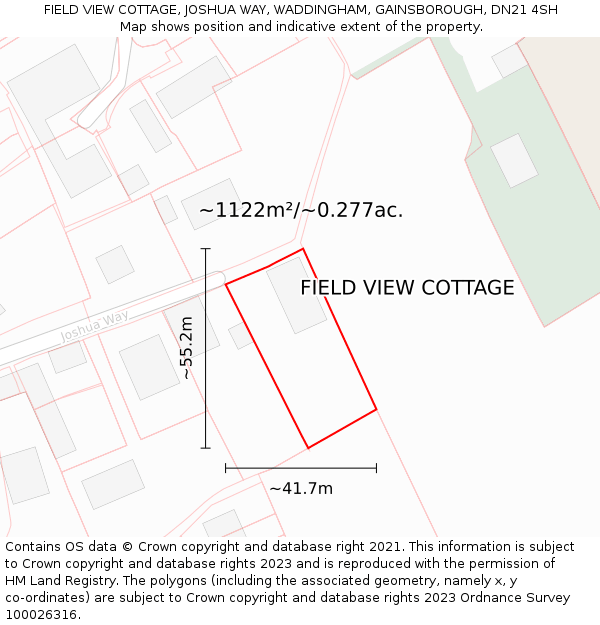 FIELD VIEW COTTAGE, JOSHUA WAY, WADDINGHAM, GAINSBOROUGH, DN21 4SH: Plot and title map