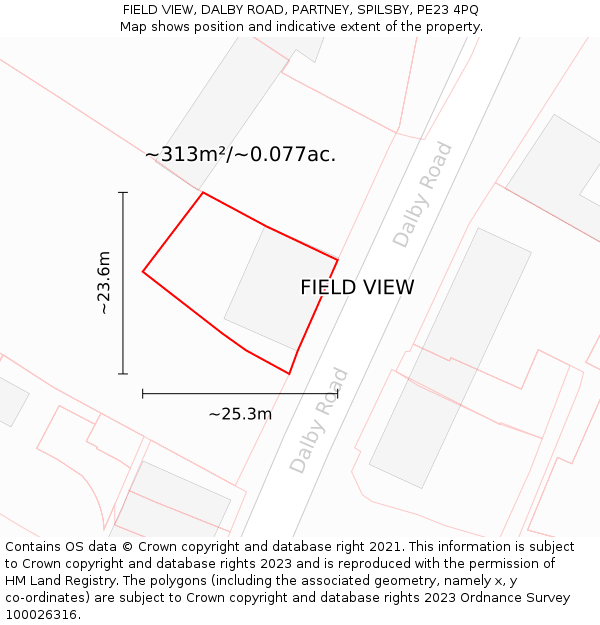 FIELD VIEW, DALBY ROAD, PARTNEY, SPILSBY, PE23 4PQ: Plot and title map