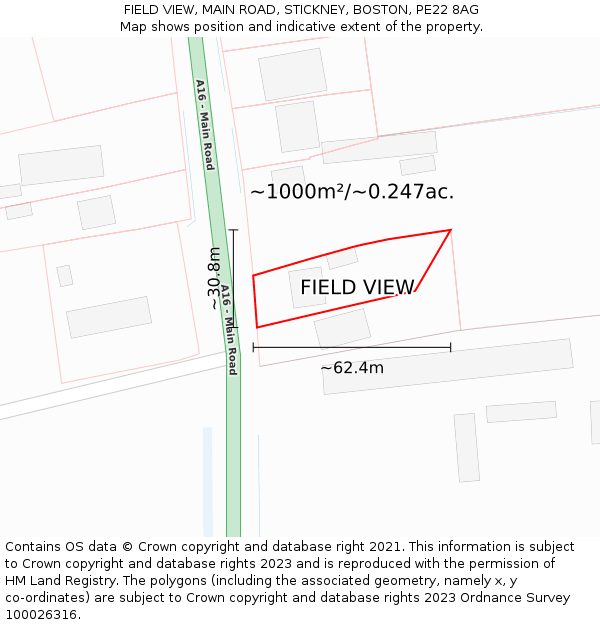FIELD VIEW, MAIN ROAD, STICKNEY, BOSTON, PE22 8AG: Plot and title map