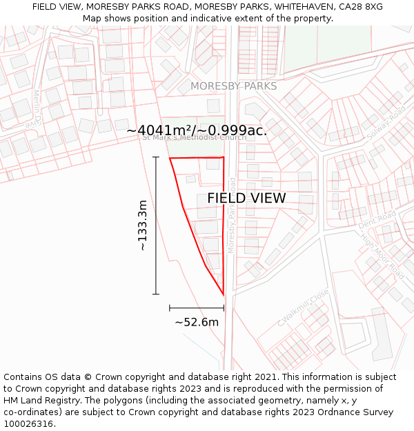 FIELD VIEW, MORESBY PARKS ROAD, MORESBY PARKS, WHITEHAVEN, CA28 8XG: Plot and title map