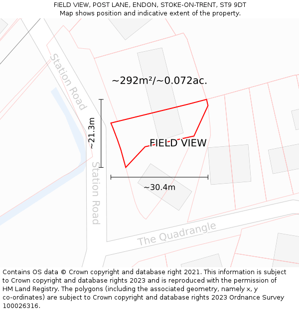 FIELD VIEW, POST LANE, ENDON, STOKE-ON-TRENT, ST9 9DT: Plot and title map