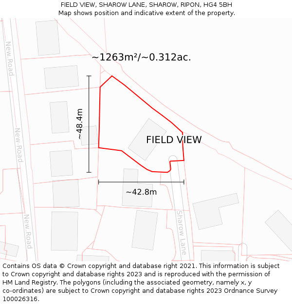 FIELD VIEW, SHAROW LANE, SHAROW, RIPON, HG4 5BH: Plot and title map