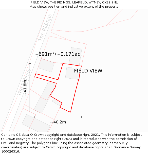 FIELD VIEW, THE RIDINGS, LEAFIELD, WITNEY, OX29 9NL: Plot and title map