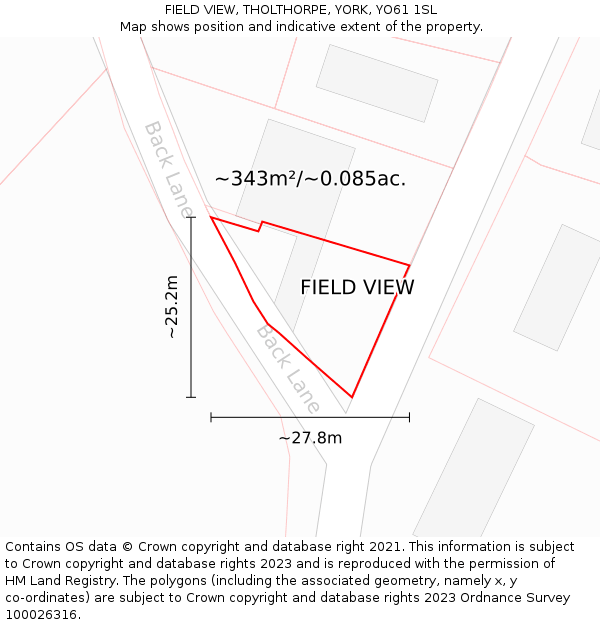 FIELD VIEW, THOLTHORPE, YORK, YO61 1SL: Plot and title map