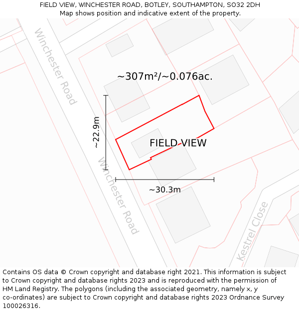 FIELD VIEW, WINCHESTER ROAD, BOTLEY, SOUTHAMPTON, SO32 2DH: Plot and title map