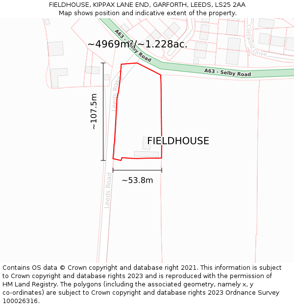 FIELDHOUSE, KIPPAX LANE END, GARFORTH, LEEDS, LS25 2AA: Plot and title map