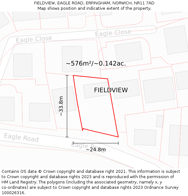FIELDVIEW, EAGLE ROAD, ERPINGHAM, NORWICH, NR11 7AD: Plot and title map
