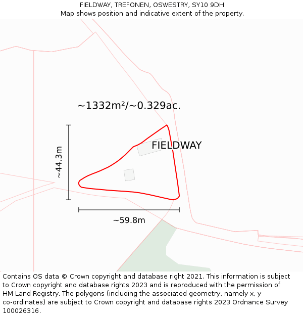 FIELDWAY, TREFONEN, OSWESTRY, SY10 9DH: Plot and title map