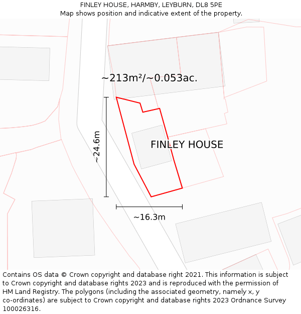 FINLEY HOUSE, HARMBY, LEYBURN, DL8 5PE: Plot and title map