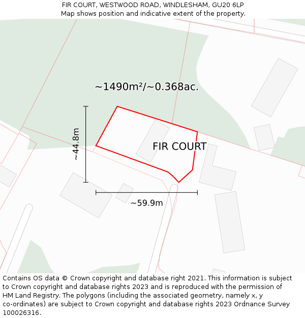 FIR COURT, WESTWOOD ROAD, WINDLESHAM, GU20 6LP: Plot and title map