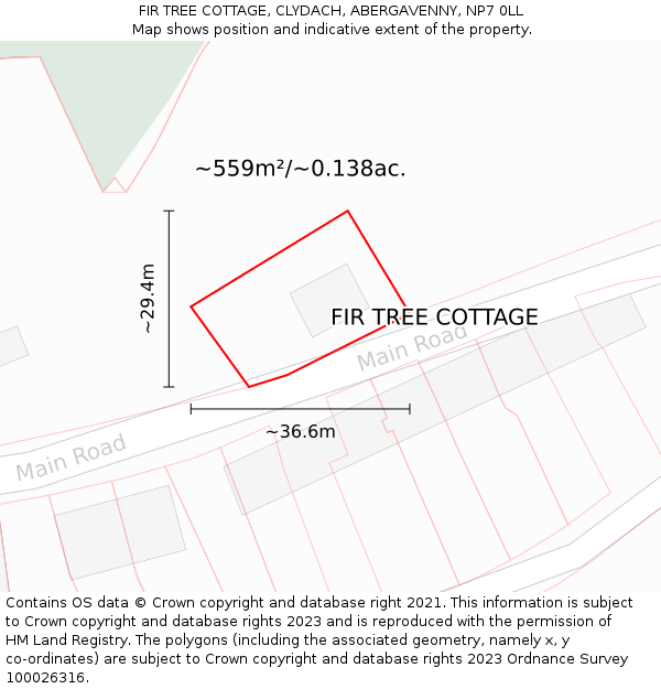 FIR TREE COTTAGE, CLYDACH, ABERGAVENNY, NP7 0LL: Plot and title map