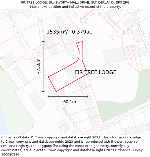 FIR TREE LODGE, SILKSWORTH HALL DRIVE, SUNDERLAND, SR3 2PG: Plot and title map