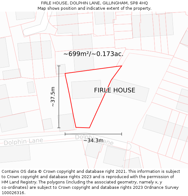 FIRLE HOUSE, DOLPHIN LANE, GILLINGHAM, SP8 4HQ: Plot and title map