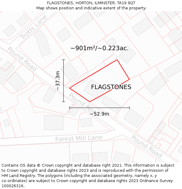 FLAGSTONES, HORTON, ILMINSTER, TA19 9QT: Plot and title map