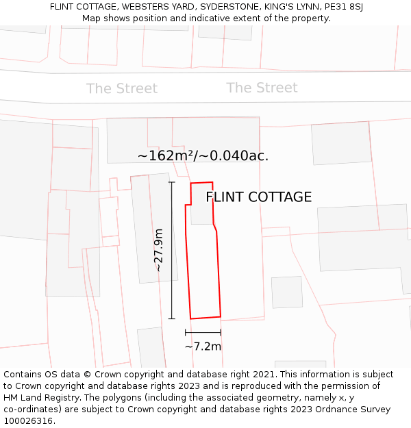 FLINT COTTAGE, WEBSTERS YARD, SYDERSTONE, KING'S LYNN, PE31 8SJ: Plot and title map