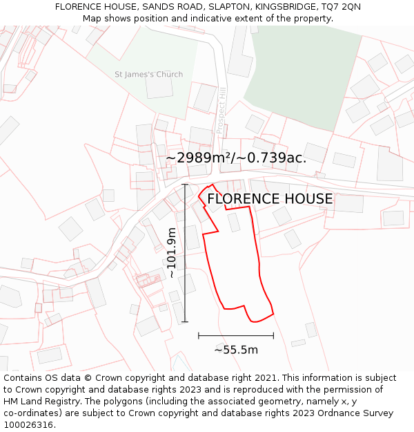 FLORENCE HOUSE, SANDS ROAD, SLAPTON, KINGSBRIDGE, TQ7 2QN: Plot and title map