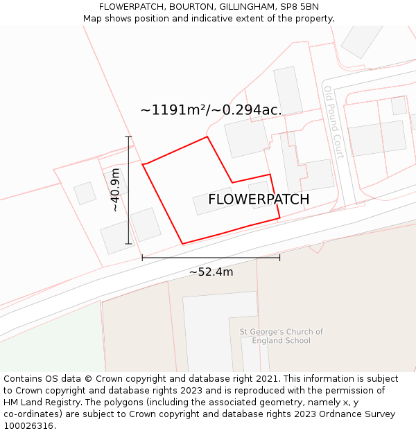 FLOWERPATCH, BOURTON, GILLINGHAM, SP8 5BN: Plot and title map