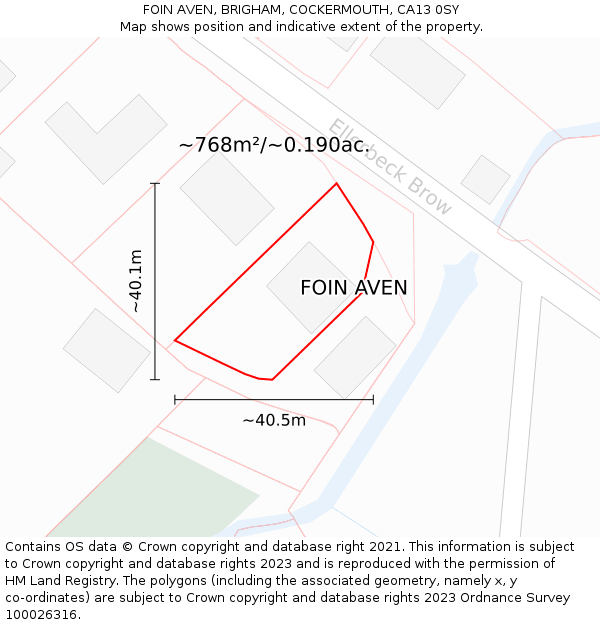 FOIN AVEN, BRIGHAM, COCKERMOUTH, CA13 0SY: Plot and title map