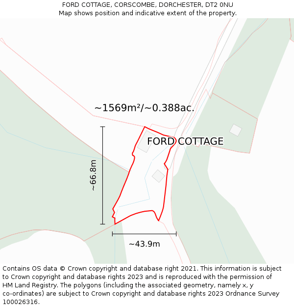 FORD COTTAGE, CORSCOMBE, DORCHESTER, DT2 0NU: Plot and title map