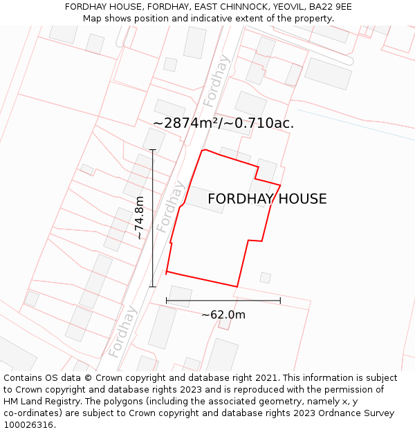 FORDHAY HOUSE, FORDHAY, EAST CHINNOCK, YEOVIL, BA22 9EE: Plot and title map
