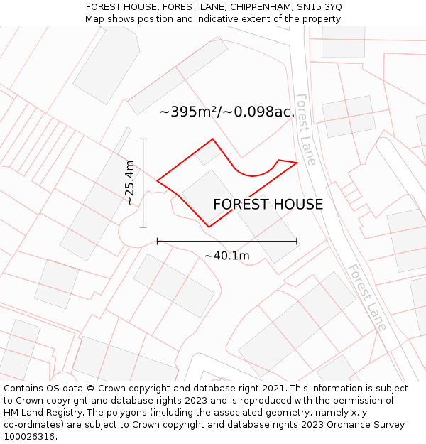 FOREST HOUSE, FOREST LANE, CHIPPENHAM, SN15 3YQ: Plot and title map