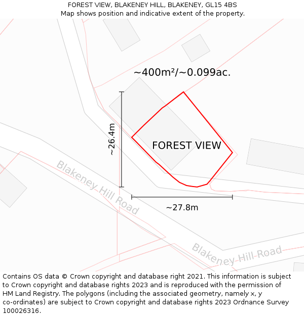 FOREST VIEW, BLAKENEY HILL, BLAKENEY, GL15 4BS: Plot and title map