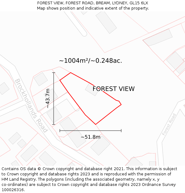 FOREST VIEW, FOREST ROAD, BREAM, LYDNEY, GL15 6LX: Plot and title map