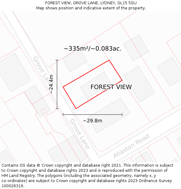 FOREST VIEW, GROVE LANE, LYDNEY, GL15 5SU: Plot and title map