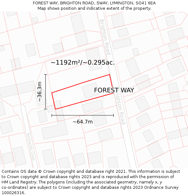 FOREST WAY, BRIGHTON ROAD, SWAY, LYMINGTON, SO41 6EA: Plot and title map