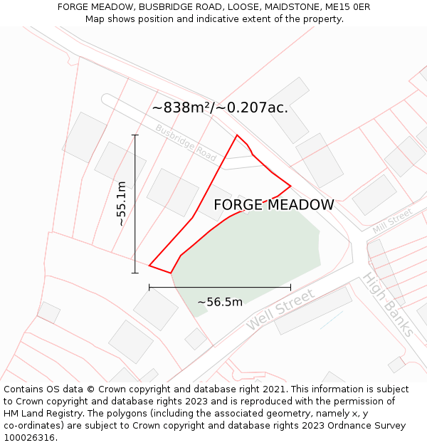 FORGE MEADOW, BUSBRIDGE ROAD, LOOSE, MAIDSTONE, ME15 0ER: Plot and title map
