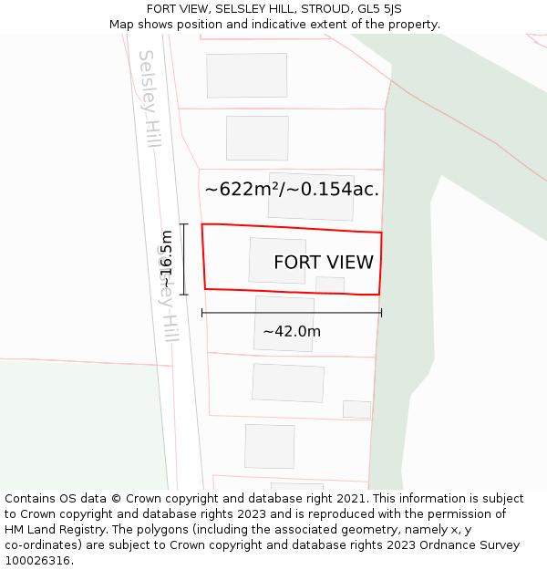 FORT VIEW, SELSLEY HILL, STROUD, GL5 5JS: Plot and title map