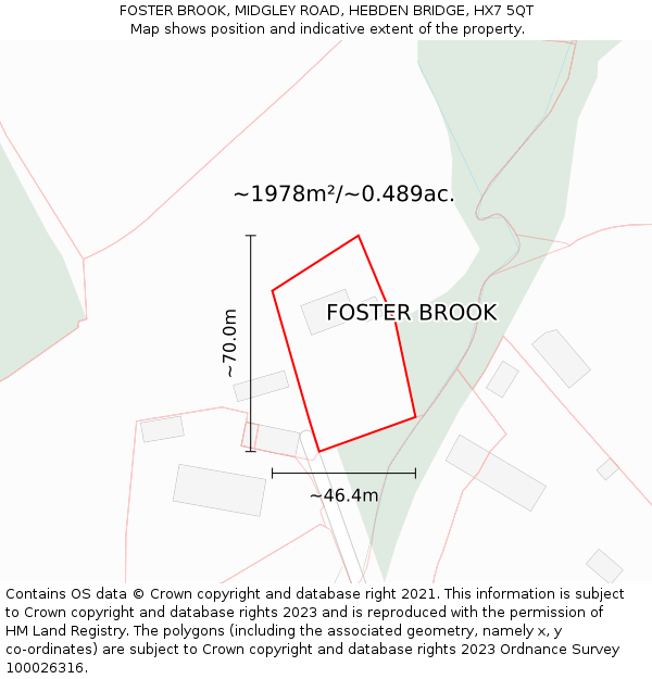 FOSTER BROOK, MIDGLEY ROAD, HEBDEN BRIDGE, HX7 5QT: Plot and title map