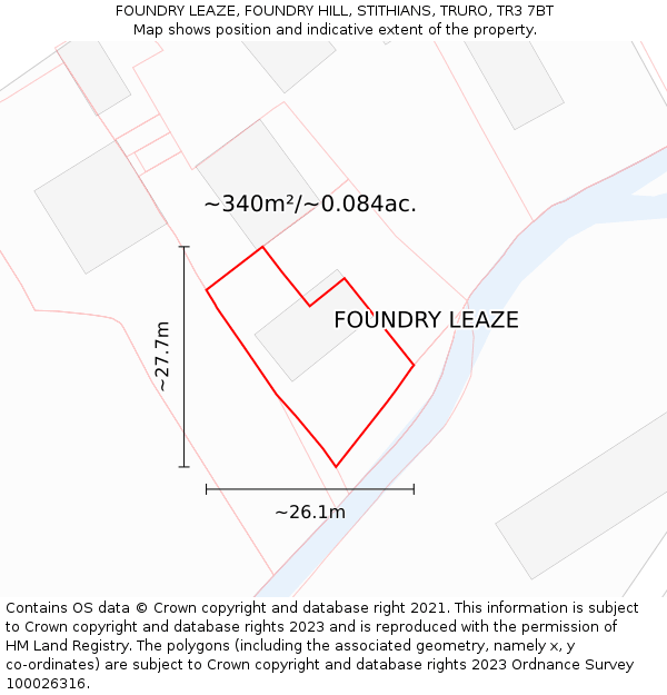 FOUNDRY LEAZE, FOUNDRY HILL, STITHIANS, TRURO, TR3 7BT: Plot and title map