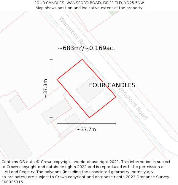 FOUR CANDLES, WANSFORD ROAD, DRIFFIELD, YO25 5NW: Plot and title map