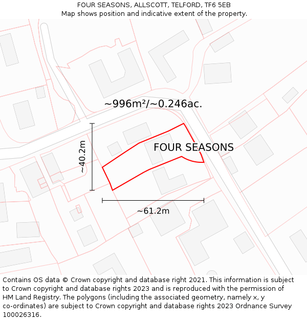 FOUR SEASONS, ALLSCOTT, TELFORD, TF6 5EB: Plot and title map